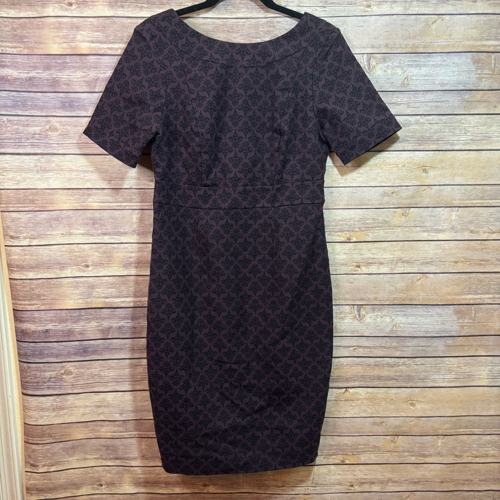 Boden Black and Purple Patterned Dress